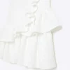 Girls cream frill sleeveless shift dress