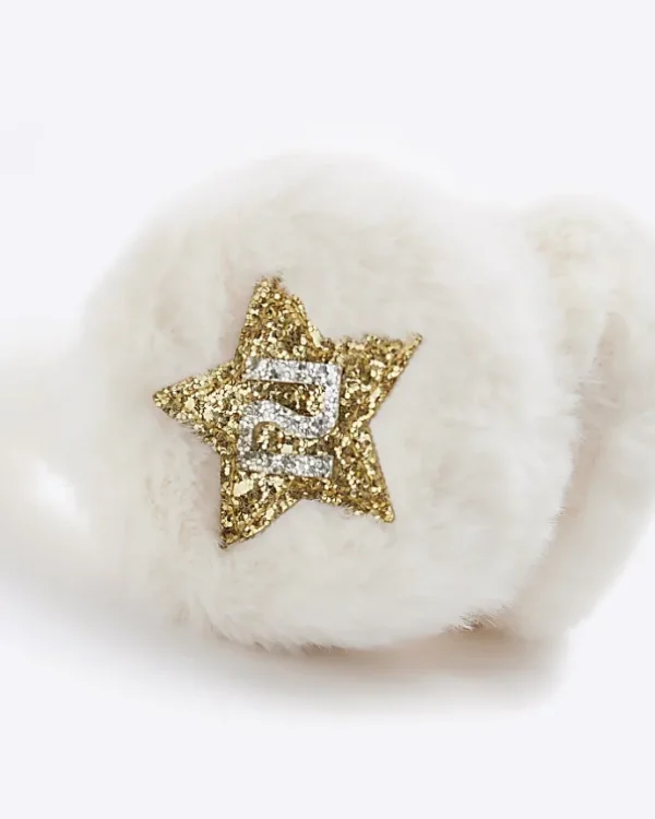 Girls Cream Glitter Star Earmuffs