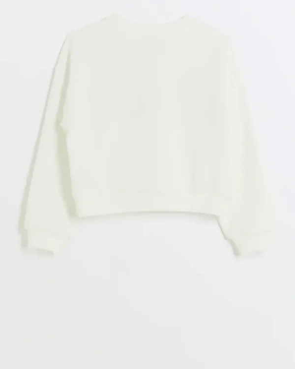 Girls Cream pearl graphic sweatshirt