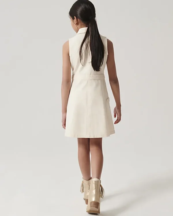 Girls cream pinafore dress