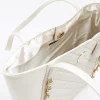 Girls cream quilted chain detail shopper bag