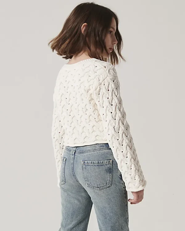 Girls cream textured jumper