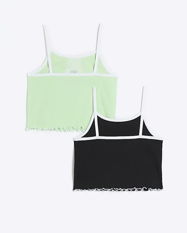 Girls green Ribbed Cami top 2 pack