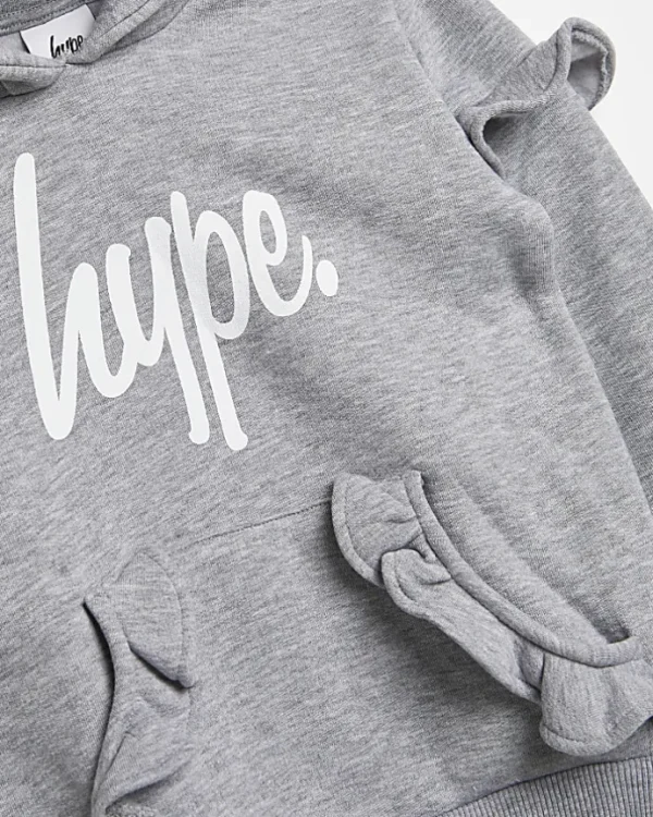 Girls grey HYPE frill hoodie