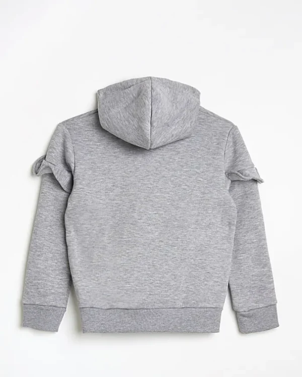 Girls grey HYPE frill hoodie