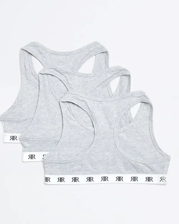 Girls grey RI racer crop top 3 pack