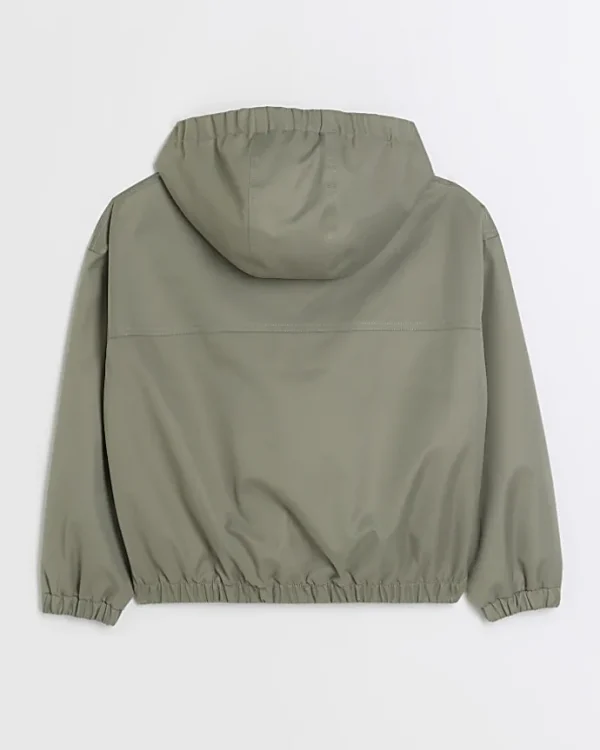 Girls khaki hooded parka jacket