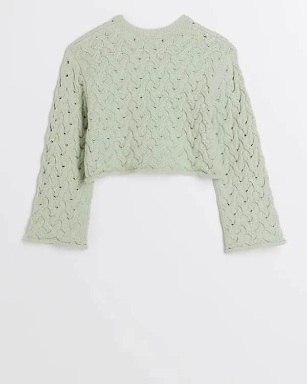 Girls khaki textured jumper