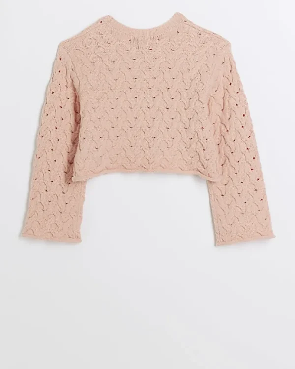 Girls peach textured jumper