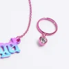 Girls pink angel necklace and ring set