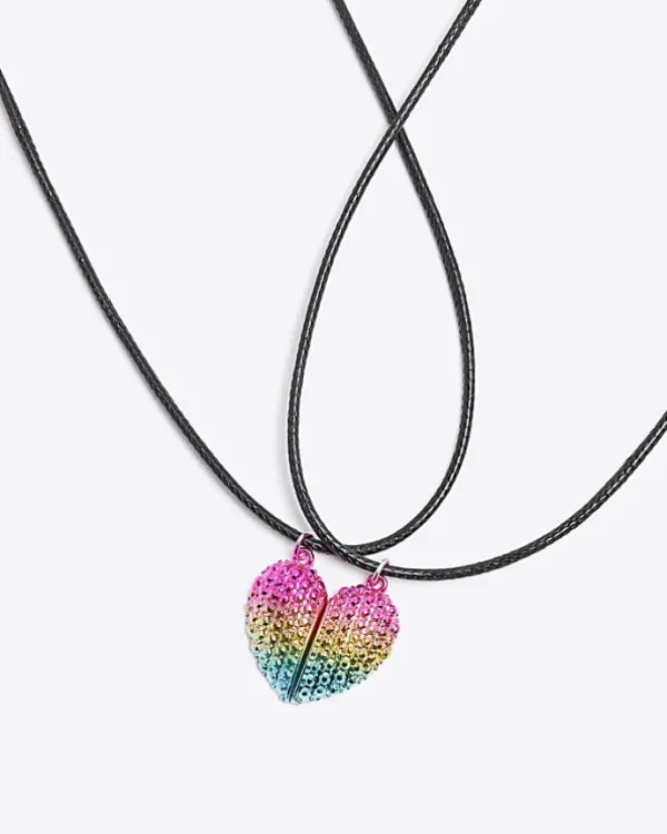 Girls pink BFF Heart necklace