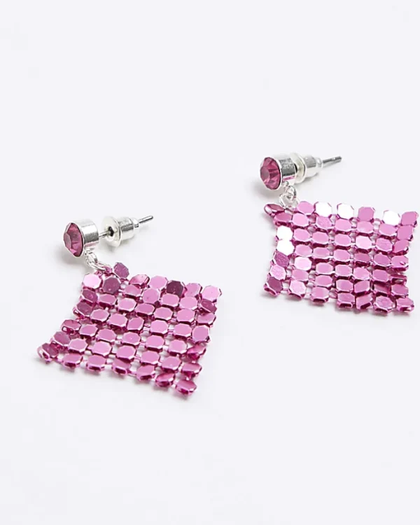 Girls Pink Chainmail Earrings