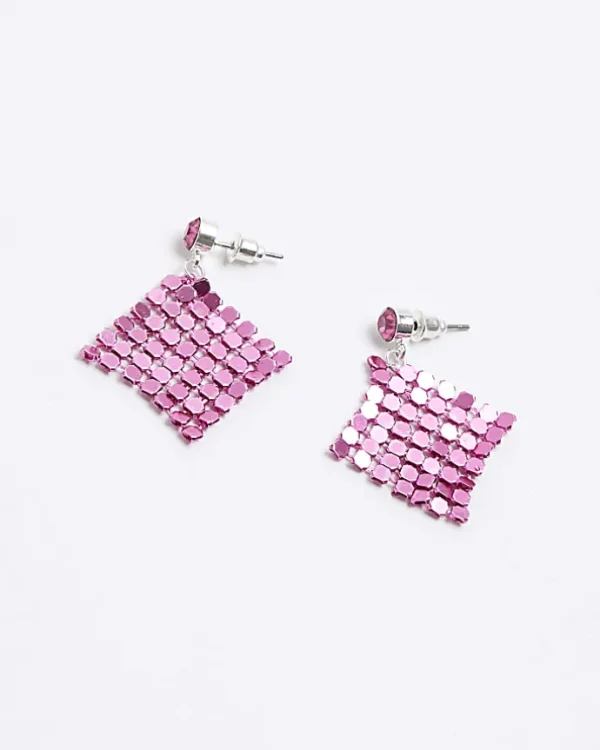 Girls Pink Chainmail Earrings