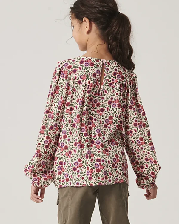 Girls pink floral blouse