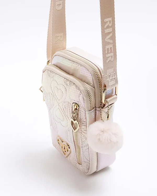 Girls pink heart quilted festival bag