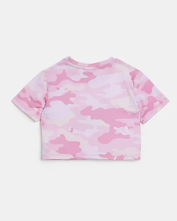 Girls pink HYPE camo crop top