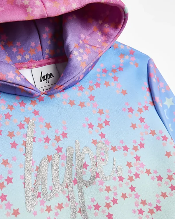 Girls pink HYPE star sparkle hoodie