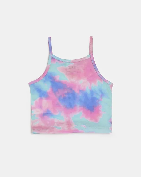 Girls pink HYPE tie dye cami top