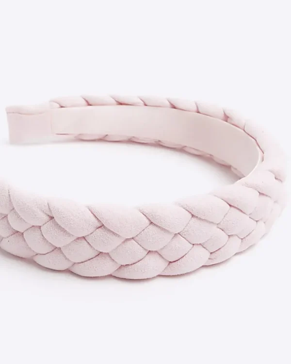 Girls pink plaited hair band