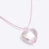 Girls pink puff heart necklace