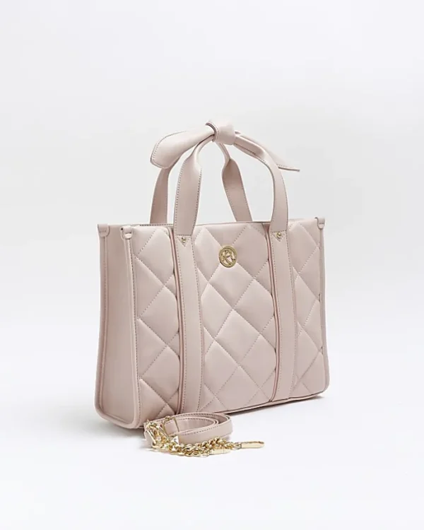 Girls pink quilted shopper bag