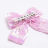 Girls pink sequin bow hair clip