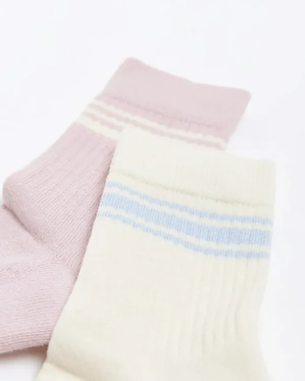 Girls pink varsity socks 2 pack