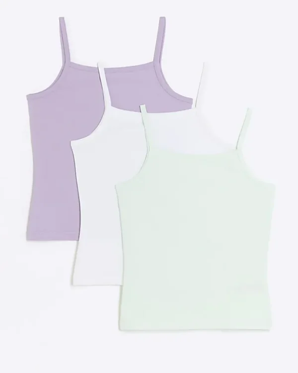 Girls purple heart vest top 3 pack