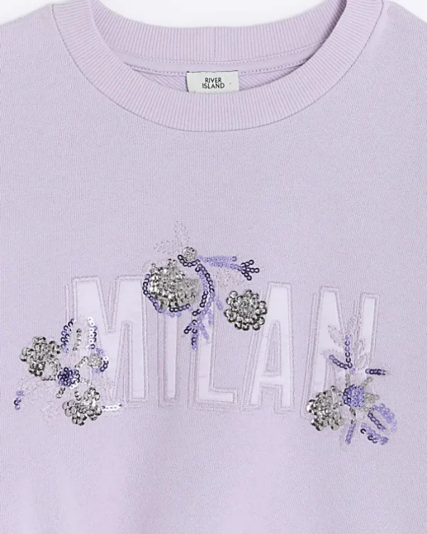 Girls purple sequin graphic sweatshirt