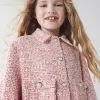 Girls Red Boucle Crop Jacket