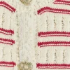 Girls red knit striped cardigan