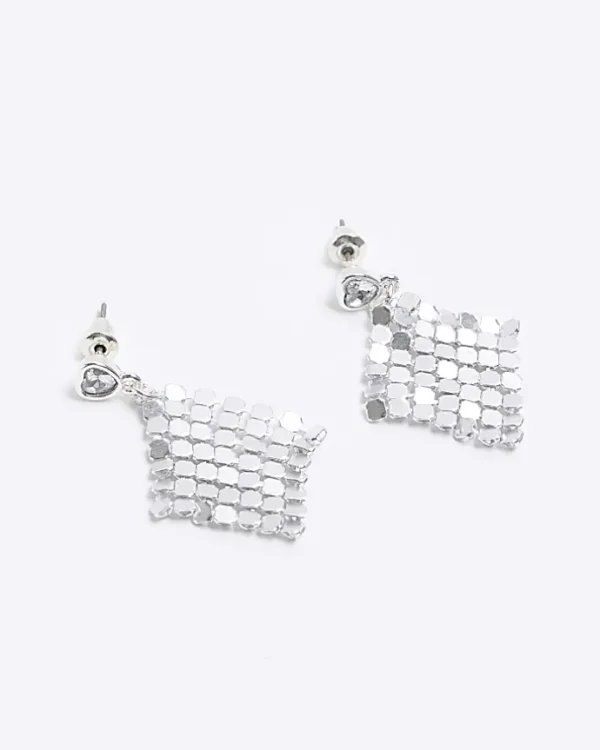 Girls silver chainmail earrings