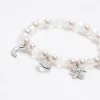 Girls silver pearl charm bracelet