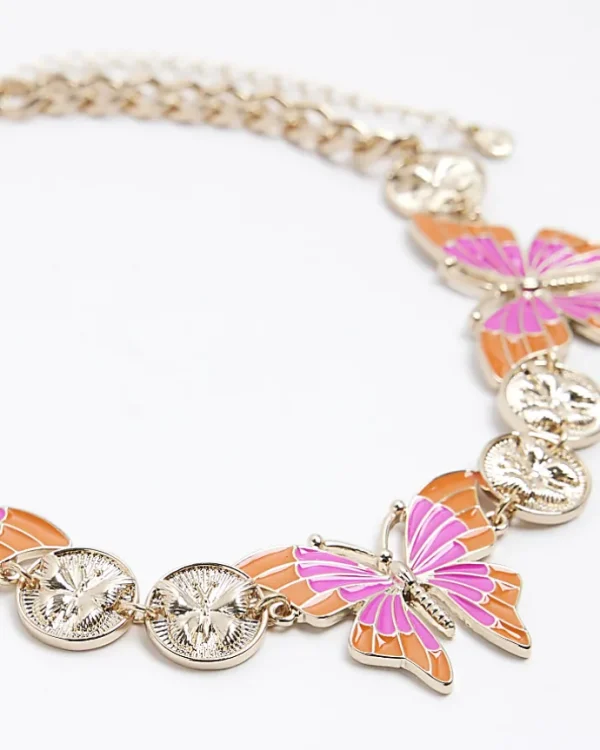 Gold Butterfly Choker Necklace