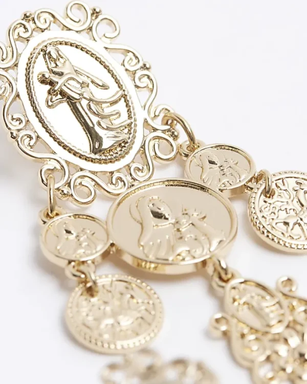 Gold Coin Drop Earrings