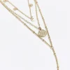 Gold Coin Multirow Necklace