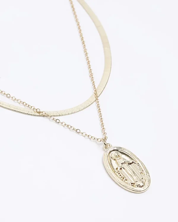 Gold Coin Multirow Necklace