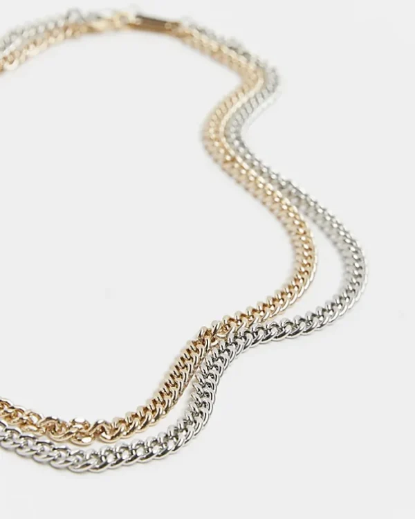 Gold colour chain necklace multipack