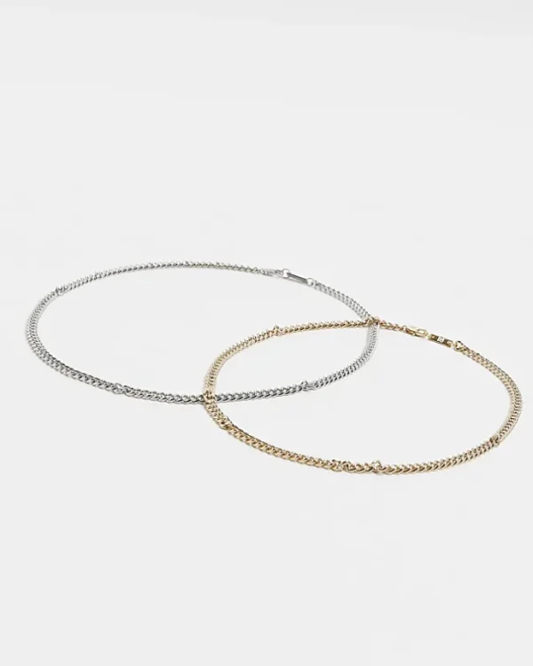 Gold colour chain necklace multipack