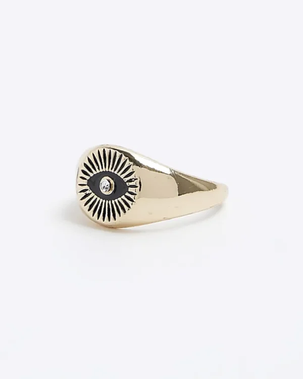 Gold Colour Eye Signet Ring