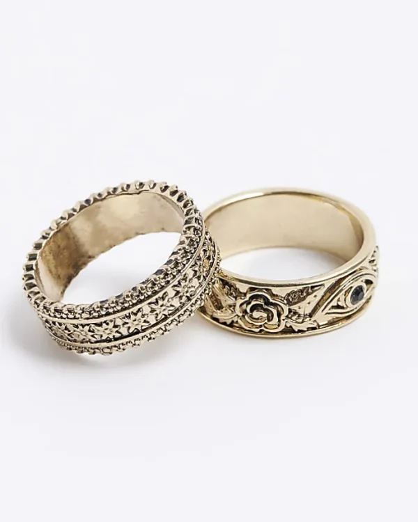 Gold colour floral ring multipack