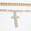 Gold Cross Multirow Choker Necklace