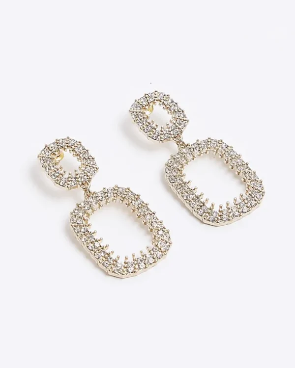 Gold Diamante Drop Earrings