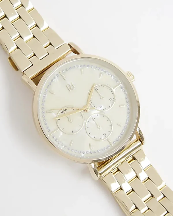 Gold Diamante Face Watch