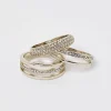 Gold diamante rings multipack