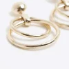 Gold double hoop drop earrings