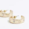 Gold heart hoop earrings