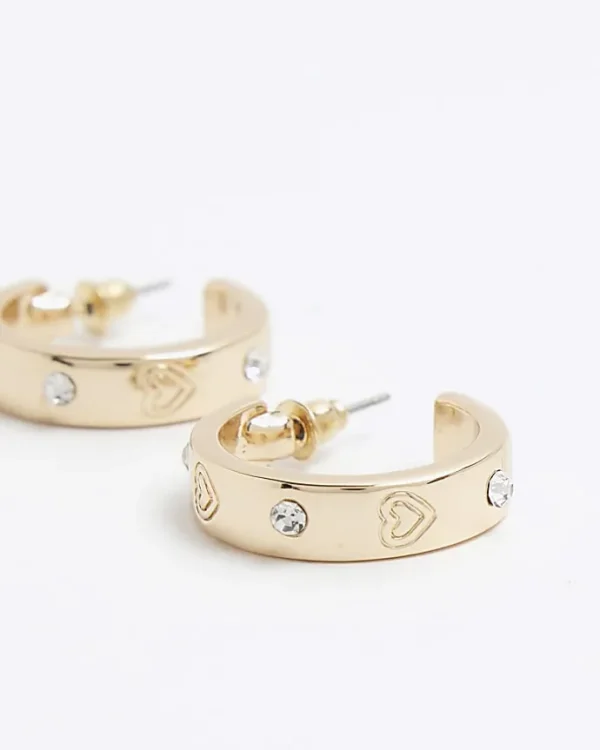 Gold heart hoop earrings