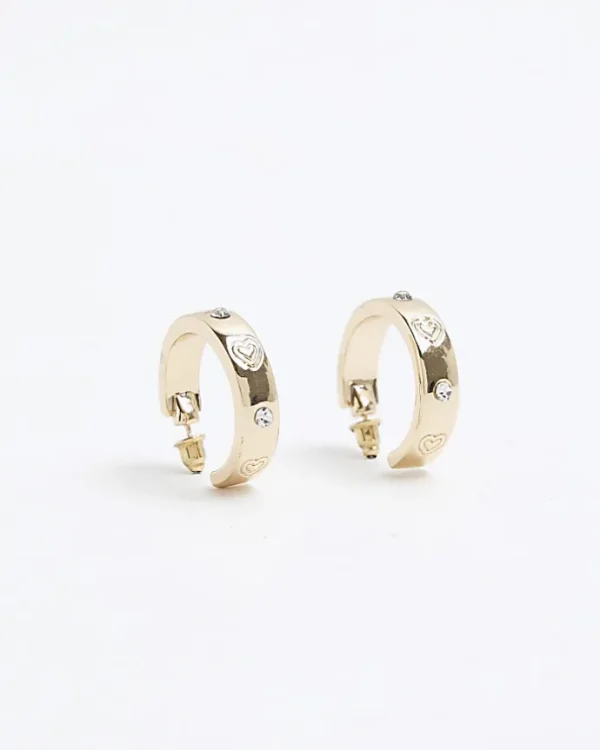 Gold heart hoop earrings