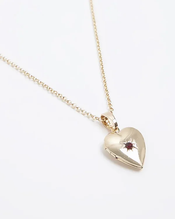 Gold January Birthstone Heart Necklace